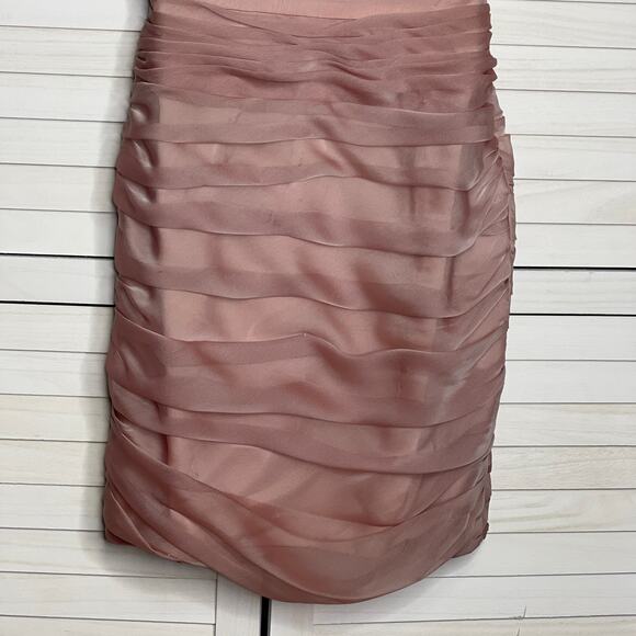 Monique Lhuillier Rouched Strapless Bridesmaid Dress Blush Pink Size 2 - Picture 3 of 7